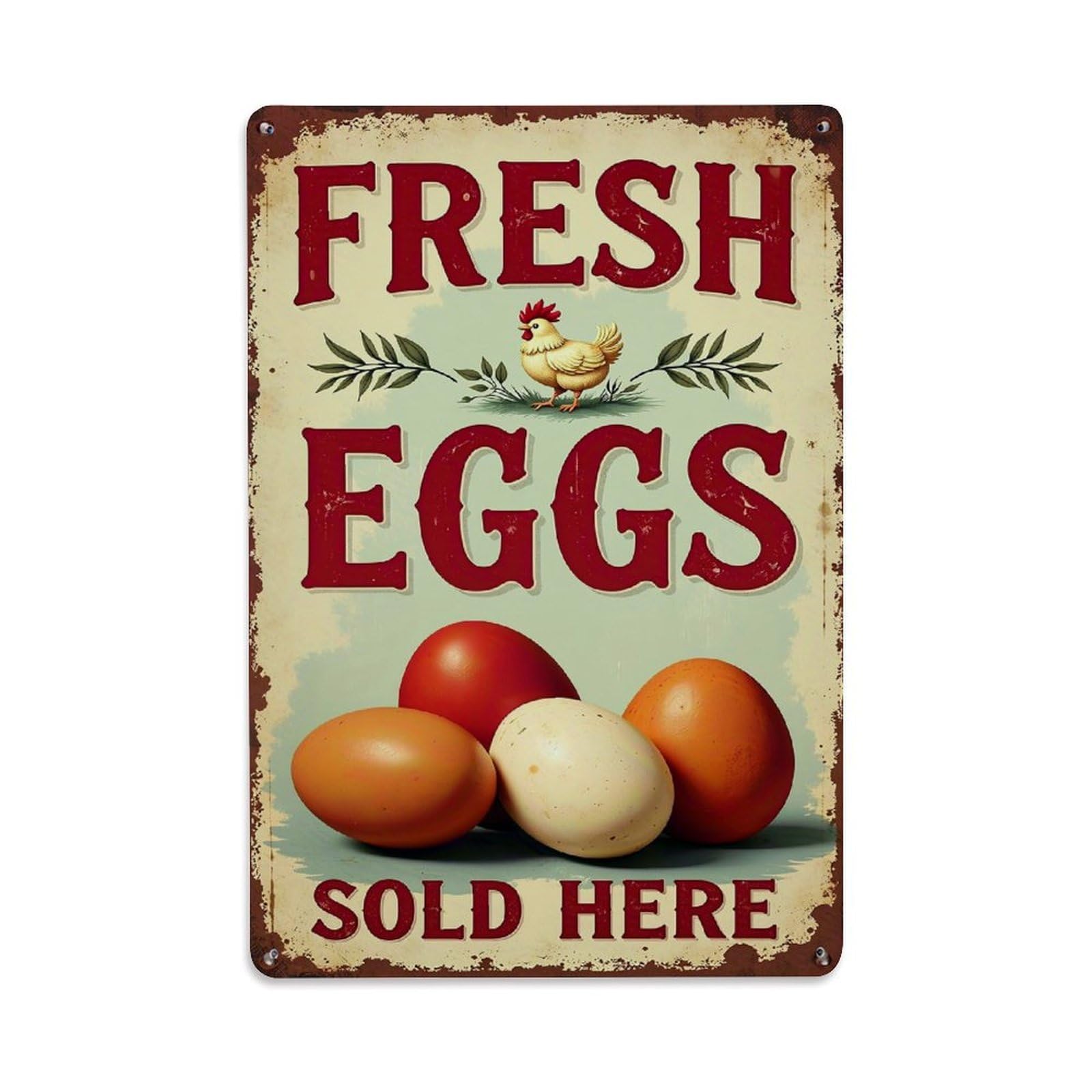 Jdfenggu Vintage Fresh Eggs Sold Here Sign Retro Metal Tin Sign, Decor Art Poster For Bar, Home, Man Cave, Kitchen, Laundry Room Gift 8X12inch