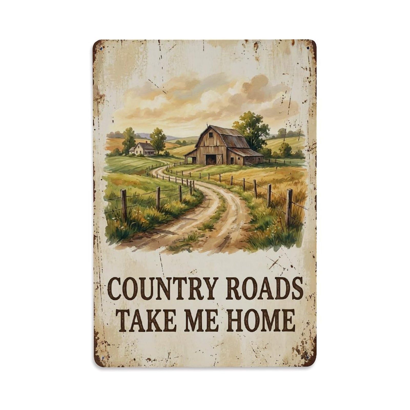 Country Roads Take Me Home Metal Tin Sign