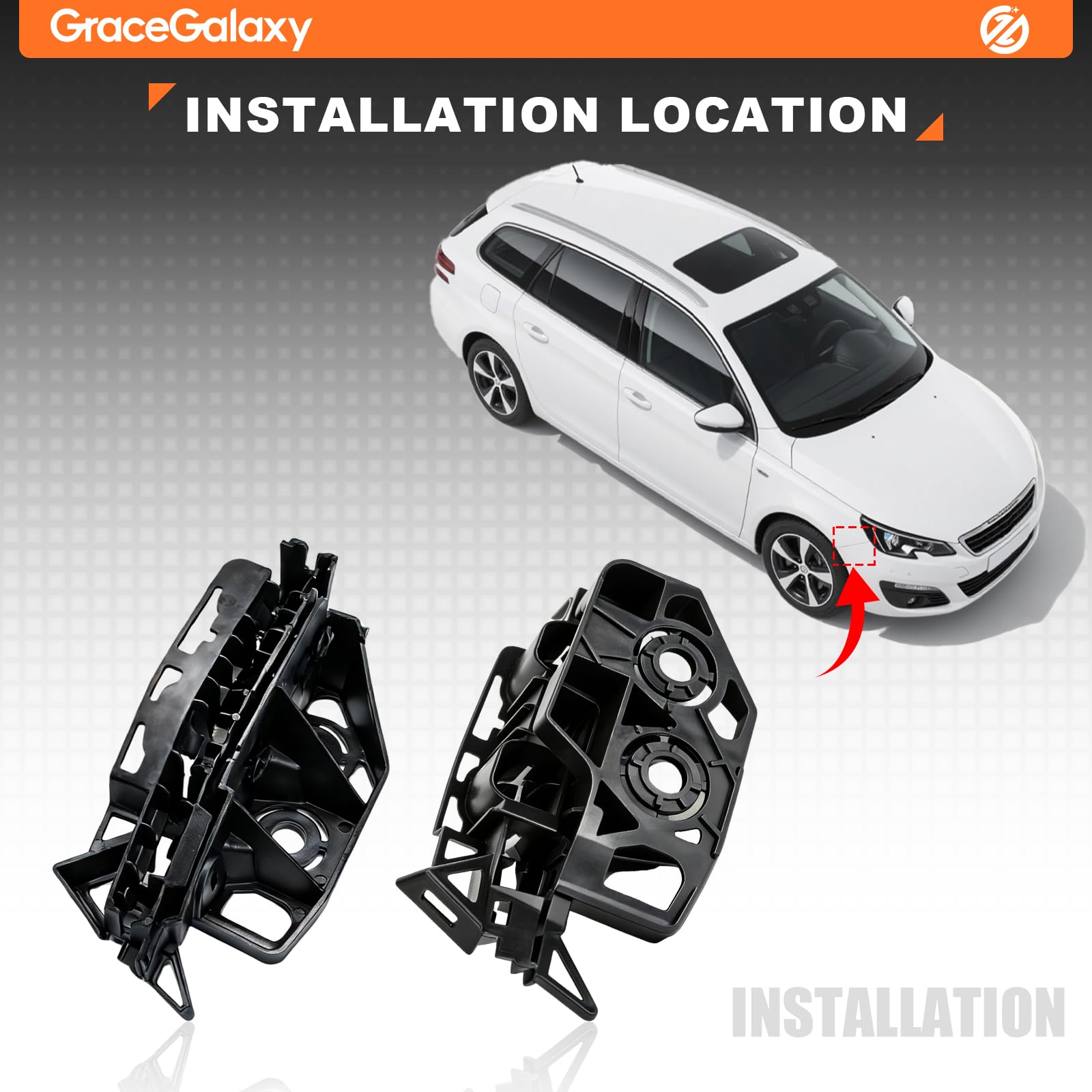 GraceGalaxy Support de Pare-chocs pour 308 2009-2014, 308 SW I 2007-2014 7120PW 7119LR Avant Gauche et Droit