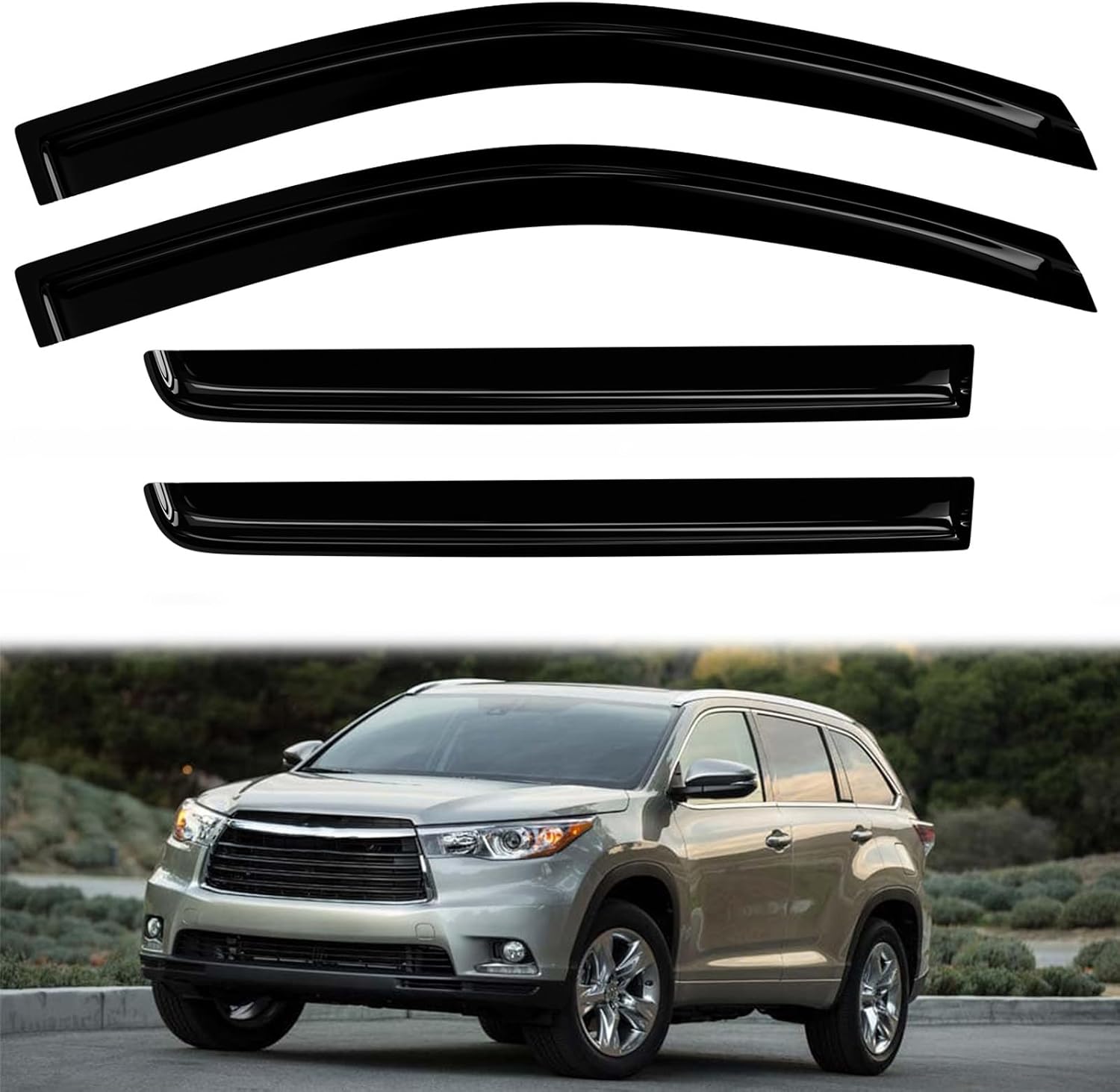 Window Visors Rain Guards for Toyota Highlander 2014-2019 2015 2016 2017 2018