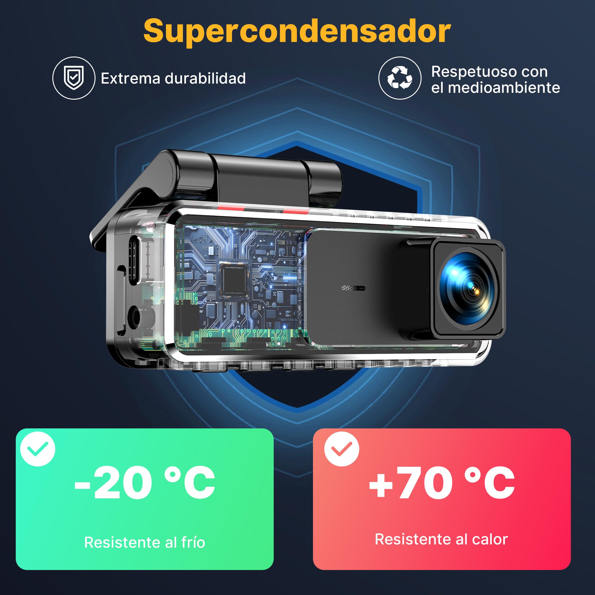 Dashcam Coche Delantera Trasera 4K+1080P, Cámara de Salpicadero 3.19 Pulgadas IPS, Tarjeta SD 64GB, Sensor G 170° Gran Angular, WiFi, Visión Nocturna, Estacionamiento 24H, Grabación en Bucle