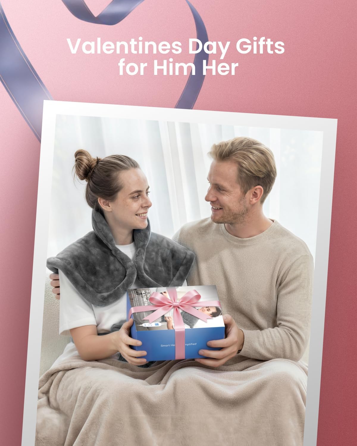 RENPHO Valentines Day Gifts for Him Her, Electric Heating Pad for Back, Birthday Gifts for Women Men Mom, FSA Eligible HSA Approved, Large Heat Pad for Neck Shoulders, 24"x33", ETL Certified, Gray - Image 2
