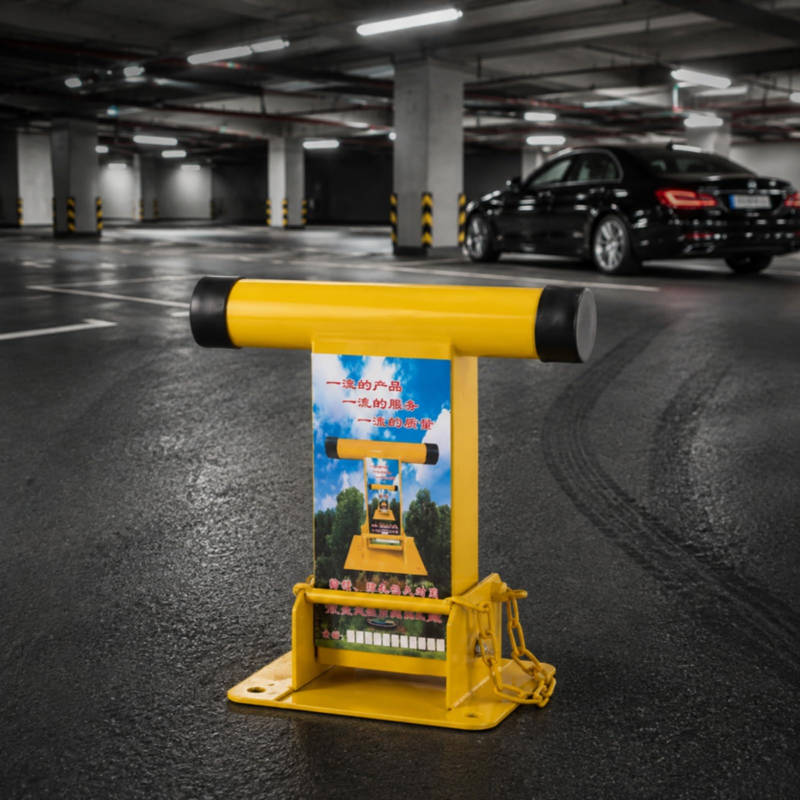 Dispositif Verrouillage pour Parking avec Serrure à Chaîne et Vis Fixation Incluses pour Installation Simple et Rapi