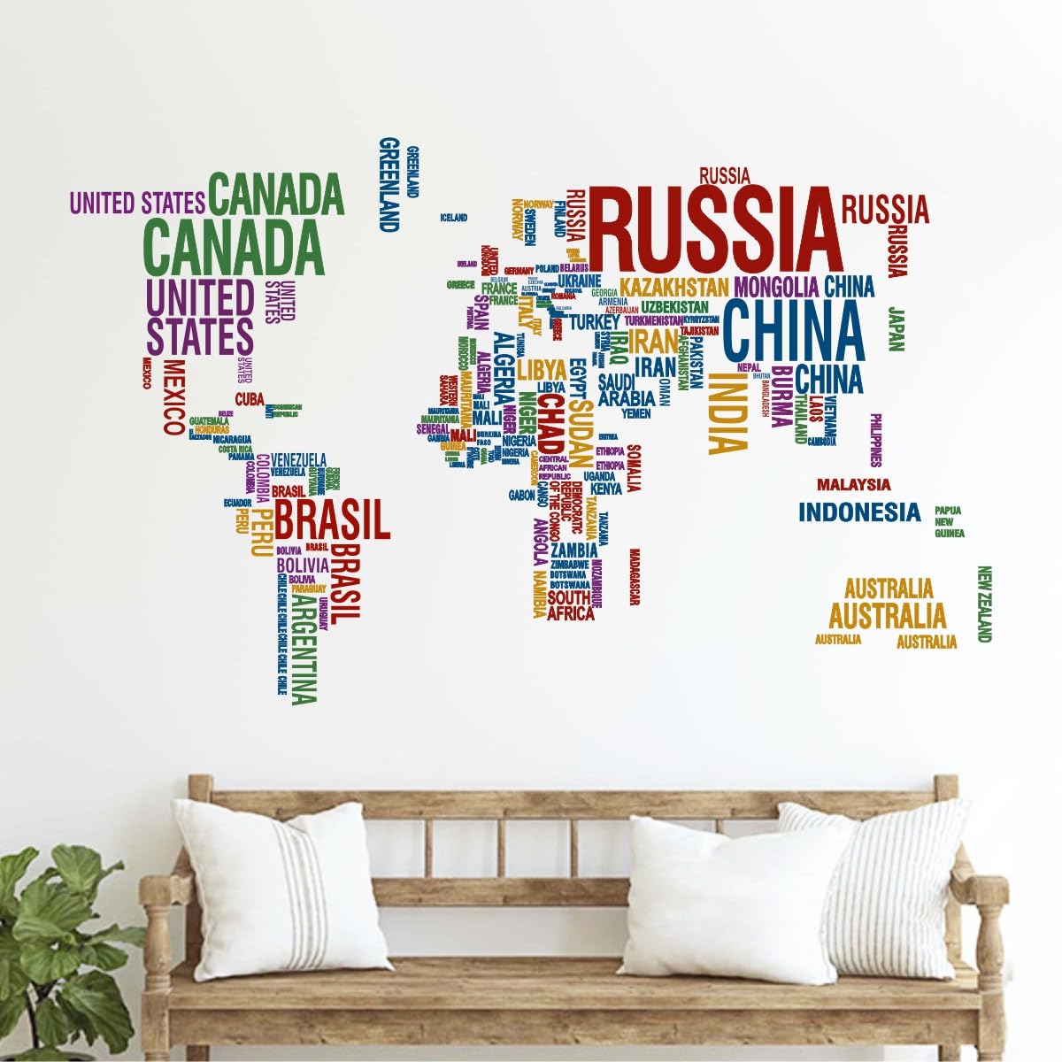 Rawpockets World Map with Country Names Educational Art for Kids Room, Study Room, Classroom & Office Decor Self Adhesive Wall Sticker-image-18