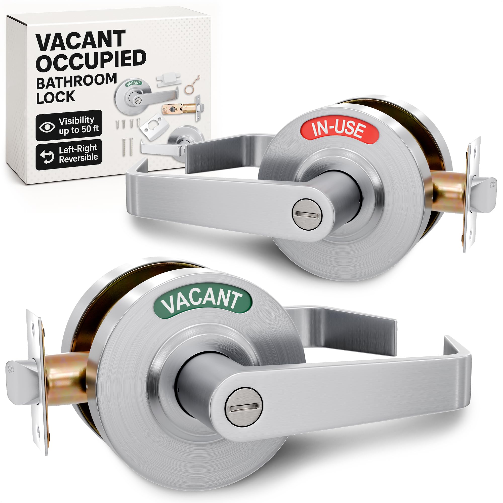 PalaYou Commercial Door Handle with Lock (Vacant/Occupied)