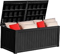 Vista 19 de YITAHOME Caja de Cubierta de Resina de 31 Galones, Caja de Almacenamiento al Aire Libre e Impermeable para Entrega de Paquetes con Tapa