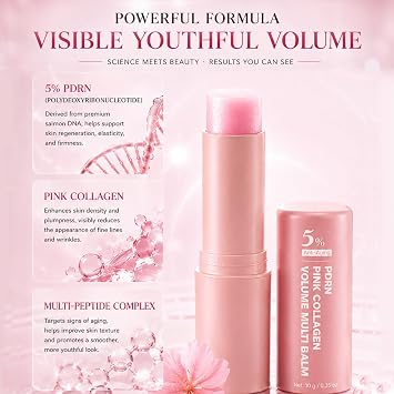 PDRN Pink Collagen Volume Multi Balm Stick - Wrinkle & Hydrating Face Stick, Makeup Base & Primer, Deeply Nourishing Moisturizer for Lips, Eyes, Neck (2PC)