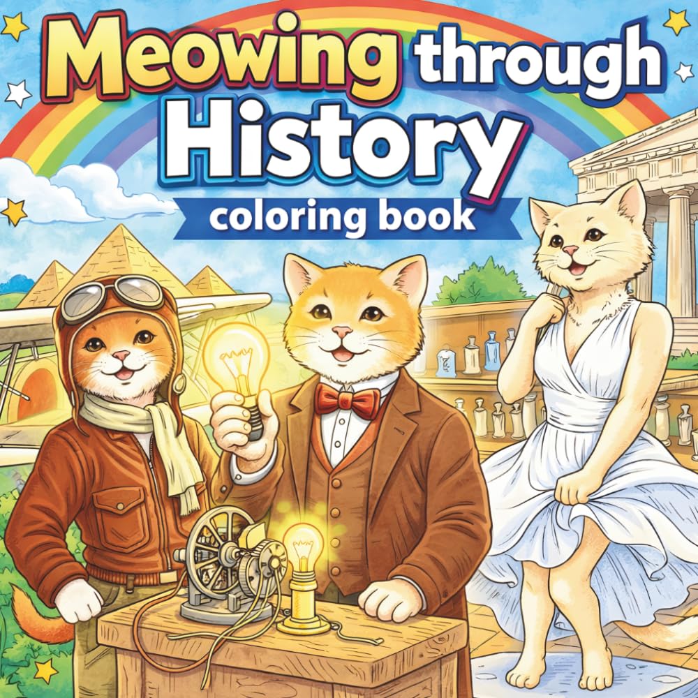 Meowing Through History: Coloring Book
