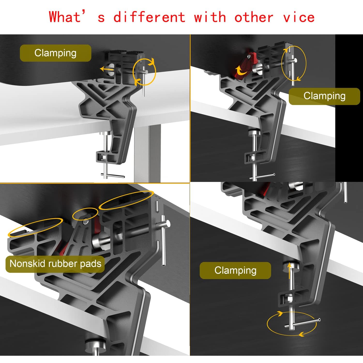 Étau pour ski et snowboard, poignées antidérapantes, étau de réglage et de cirage de ski amélioré et réglable avec position de travail horizontale et verticale
