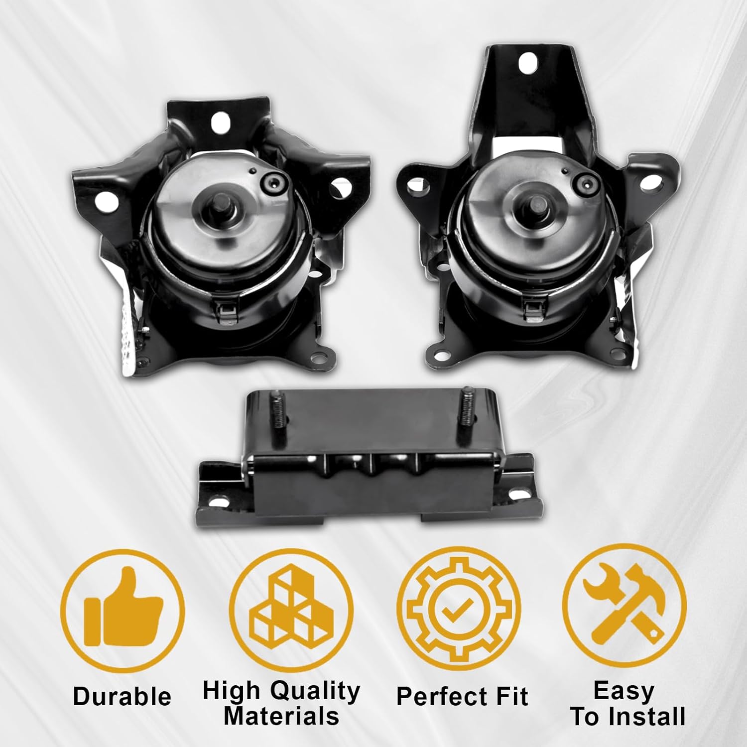 Set of 3, Front Left & Right Engine Motor Mount & Trans Mount Compatible with 2014-2018 Sliverado Sierra 1500 V8, 2015-2020 Escalade Suburban Tahoe Yukon XL 4WD, Replace OE: 84175582, 84175583, A2638