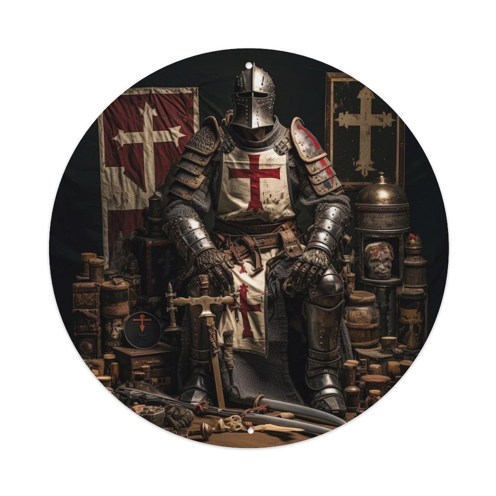 Gothic Templar Knight Christian Warrior Armor Metal Tin Sign
