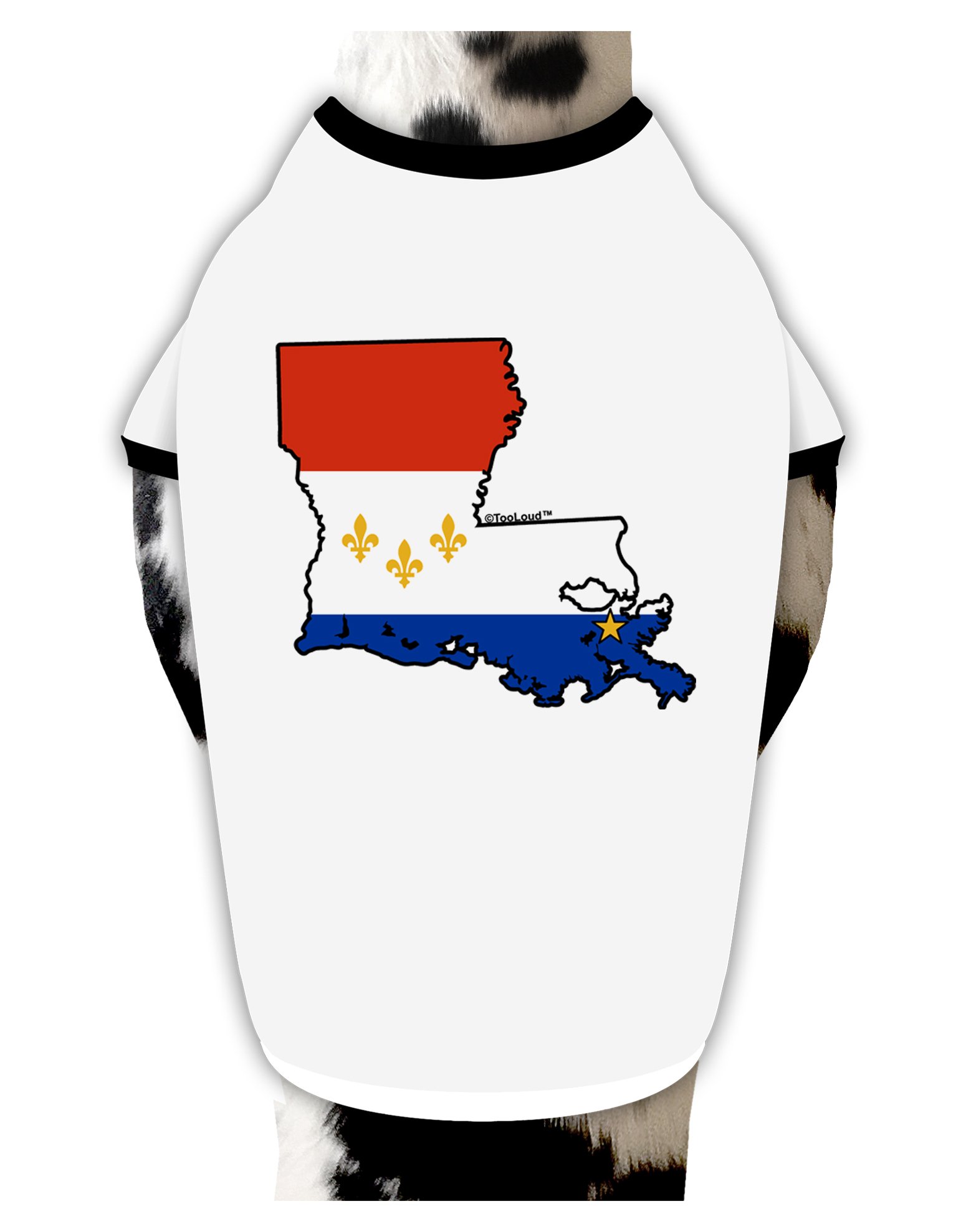TOOLOUDNew Orleans Louisiana Flag Dog Shirt White with Black XL
