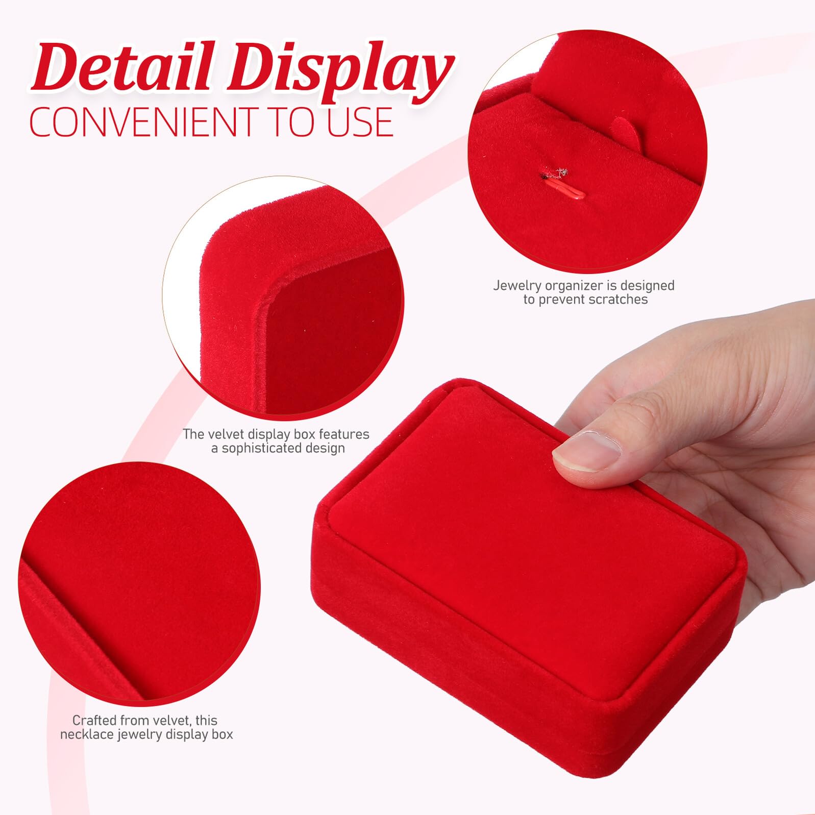 GALPADA Caja de Terciopelo para Collares y Colgantes Estuche Organizador para 12 Piezas Color Rojo Almacenamiento Seguro para Joyas en Bodas Cumpleaños y Uso Diario