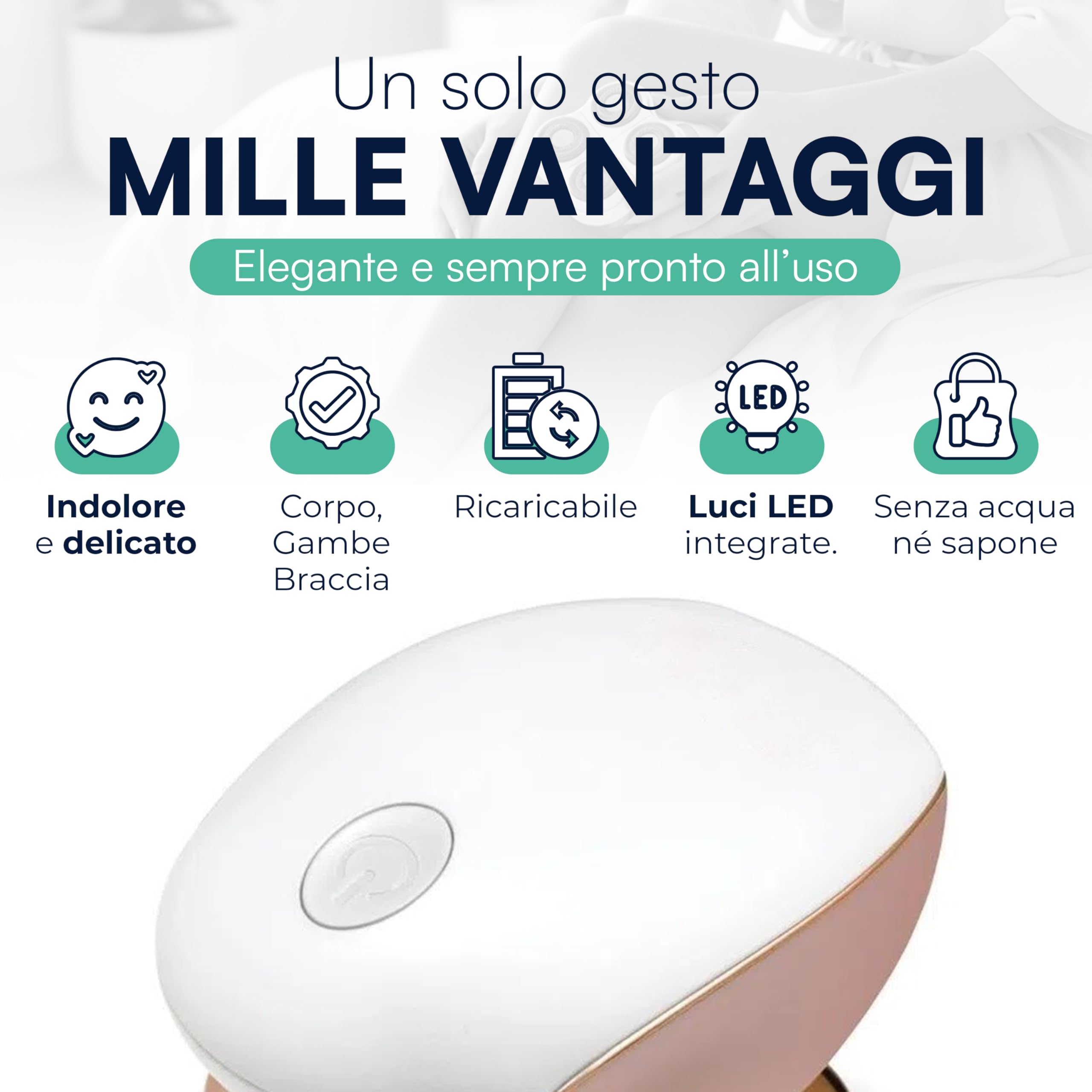 TEMPO DI SALDI Rasoio Elettrico Donna per Viso e Corpo Indolore con luce LED Ricaricabile, Epilatore Elettrico Donna Portatile con Testine Rotanti Lame Ipoallergeniche, Rasoio Corpo Delicato