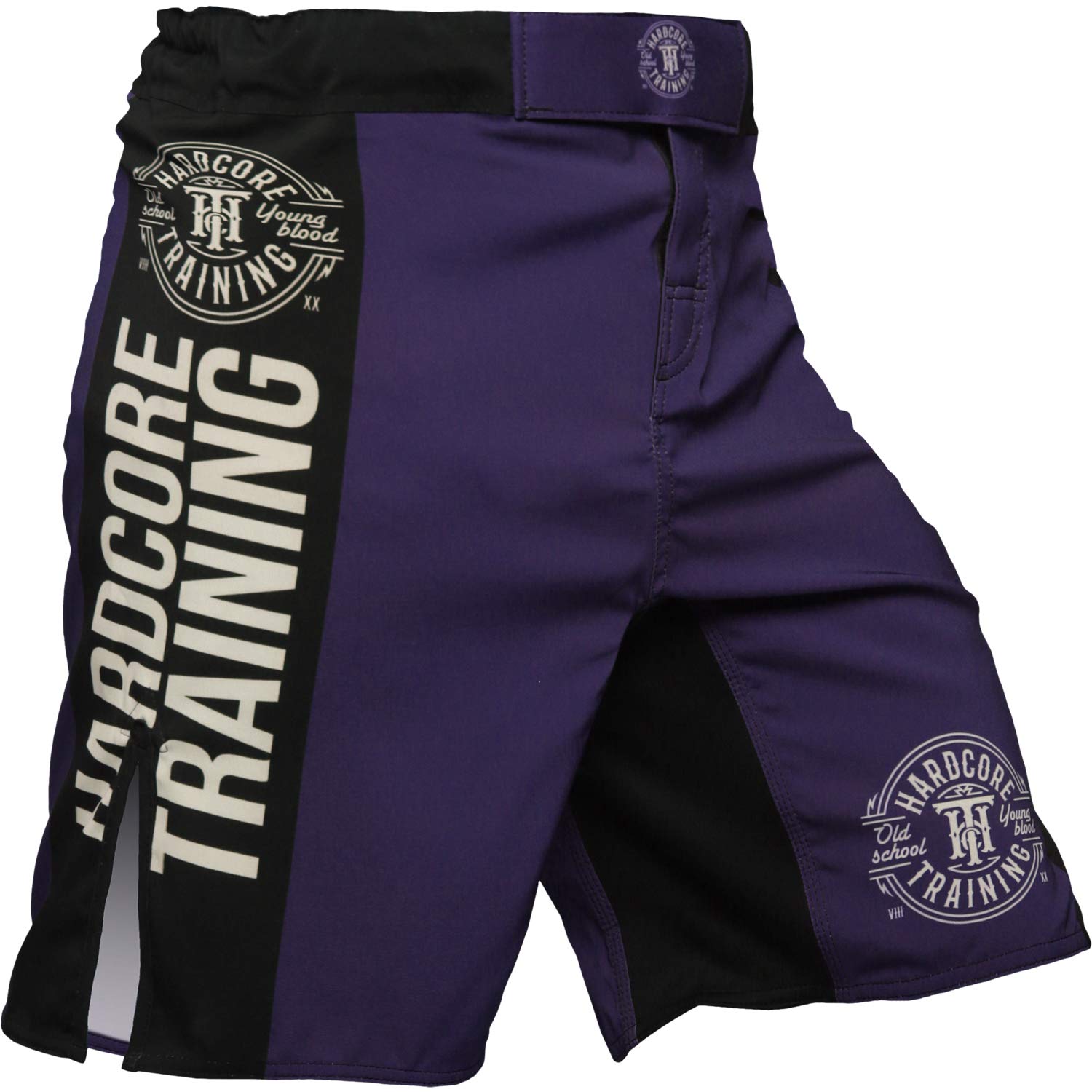 Hardcore Training Fight Shorts Recruit Boks Męski Szorty do Walki MMA Combat BJJ Grappling Fitness Muay Thai Kickboxing No Gi (DE/NL/SE/PL, Alfa, M, Regularny, Regularny, niebieski)