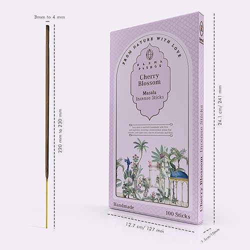 Miniatura 2 de Varitas de incienso Masala de flor de cerezo enrolladas a mano, 100 varillas con hierbas naturales e ingredientes aromáticos, tiempo de combustión
