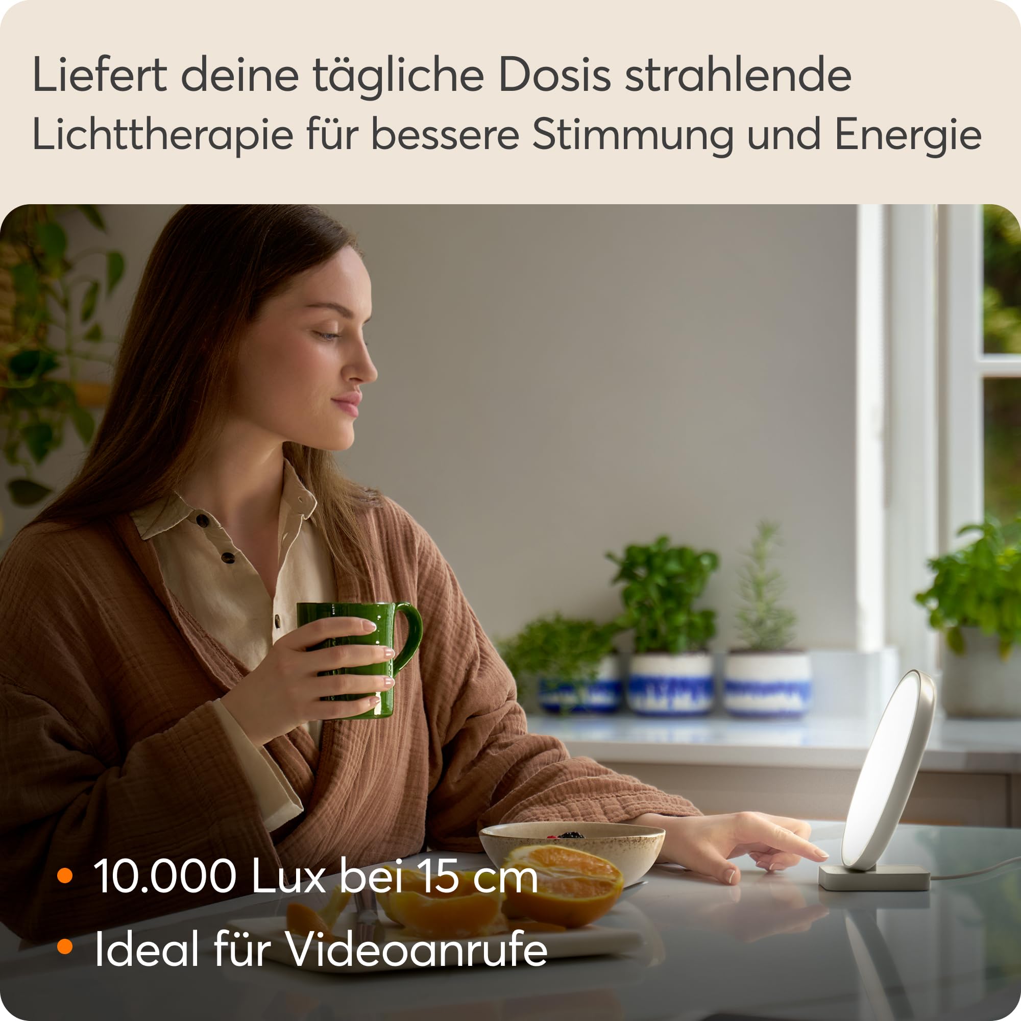 Lumie Dash, Kompakte Lichttherapielampe zur Verbesserung der Stimmung und Energie, mit kristallklarer Beleuchtung und maximalem visuellen Komfort