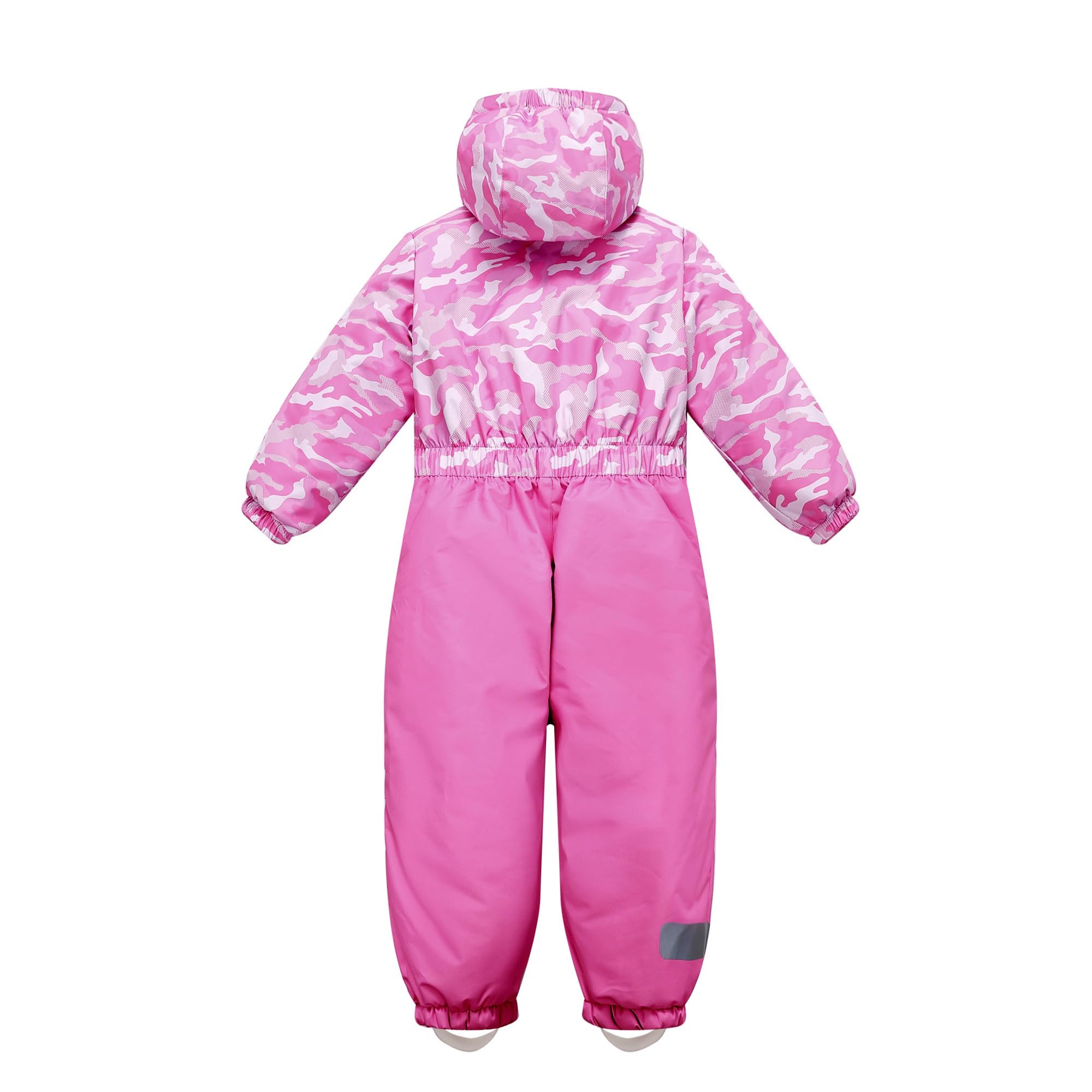 Owntop Schneeanzug Kinder Unisex, Schneeoverall Mädchen Jungen, Winddicht Wasserdicht Skianzug mit Kapuze Reißverschluss (Hellrosa Tarnung,122)