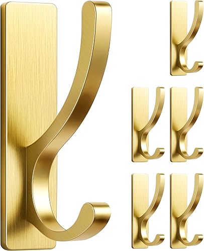 Miniatura 2 de Ganchos adhesivos de pared para toallas, abrigos, ganchos para colgar resistentes (13 libras), gancho de metal para puerta, baño, dormitorio,