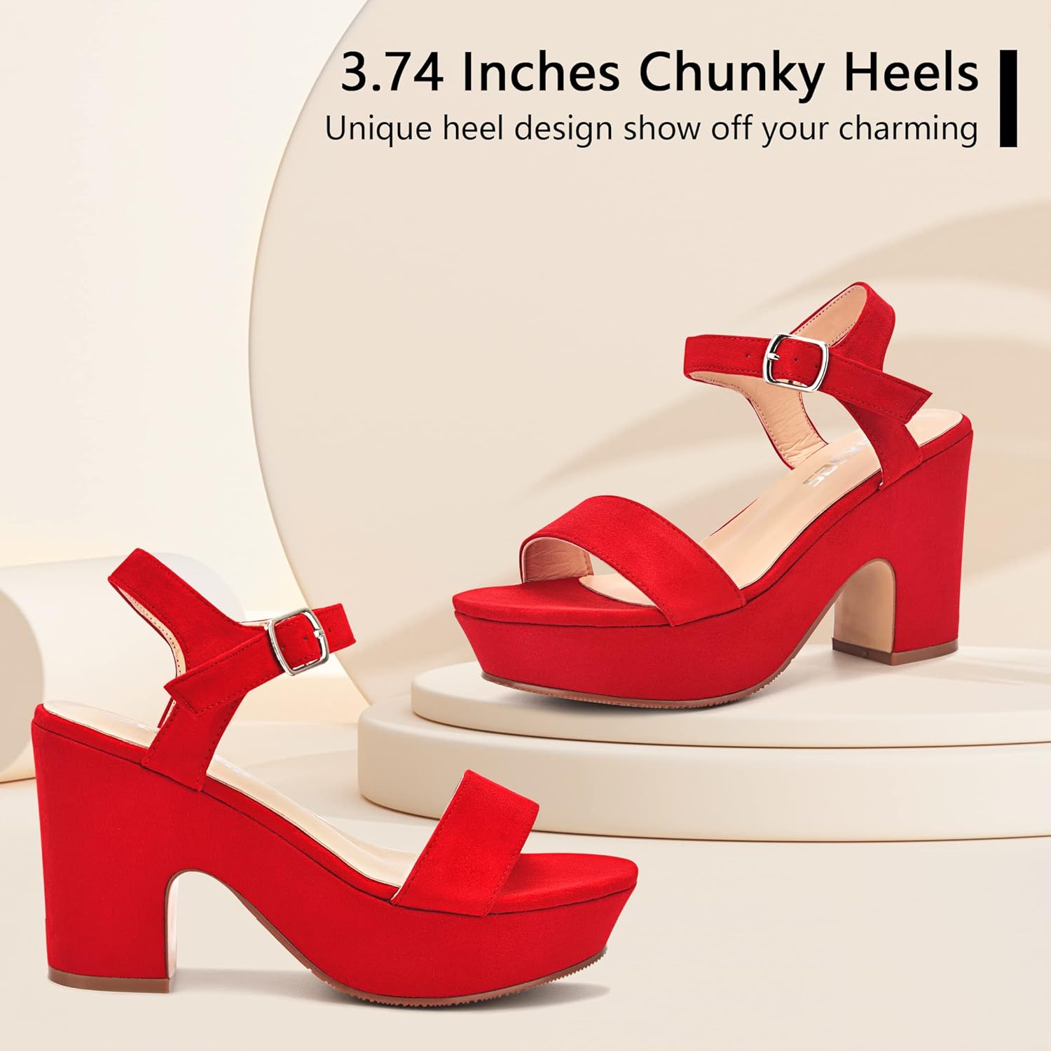 Women's Platform Heels Ankle Strap Wedges Sandals Suede Block Chunky Peep Toe Elegantes Wedding Sexy Comfortable Dress Shoes - Image 4