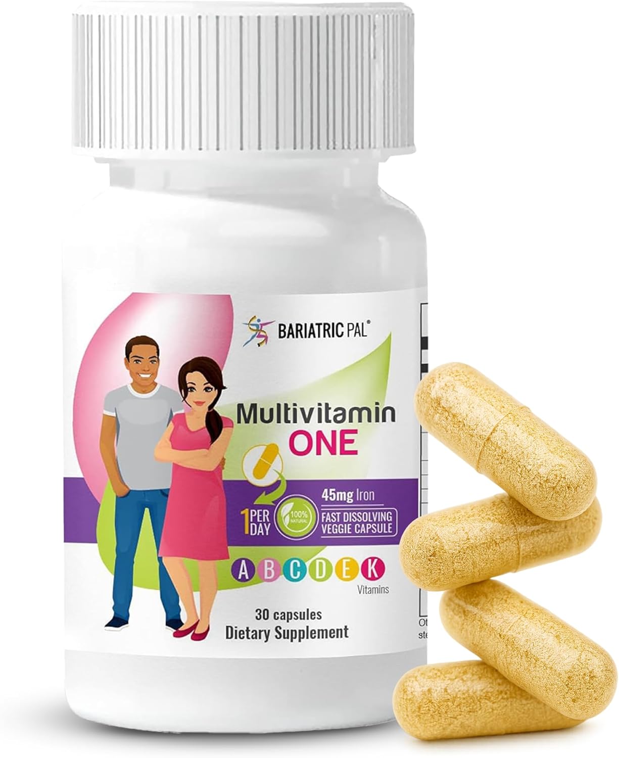 BariatricPal Multivitamin ONE 1 per Day! Bariatric Multivitamin Capsule with 45mg Iron (30 Count) BariatricPal Multivitamin ONE 1 per Day! Bariatric Multivitamin Capsule with 45mg Iron (30 Count)