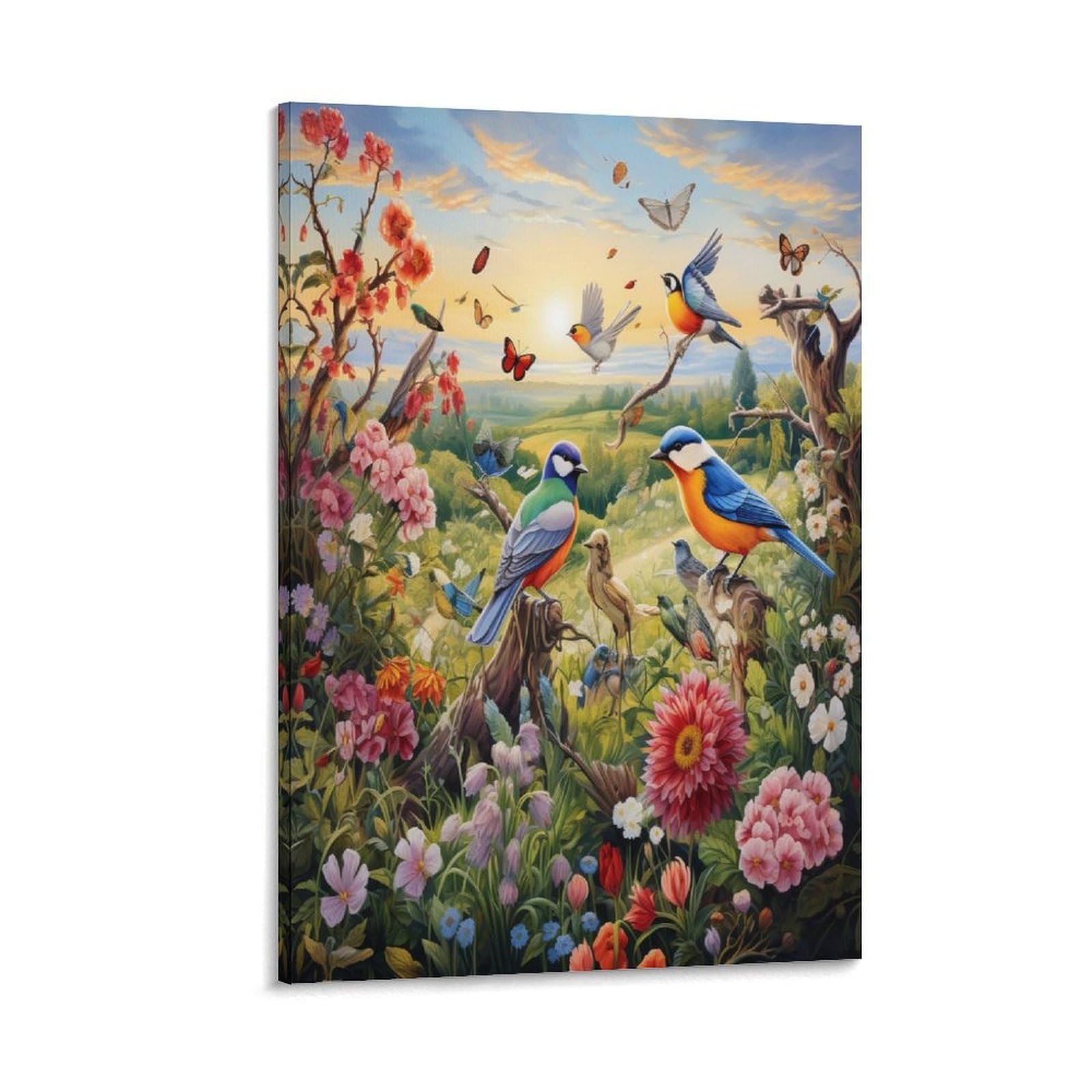 Oiseaux et fleurs murale affiche grand format pour cacher mur vide - 6