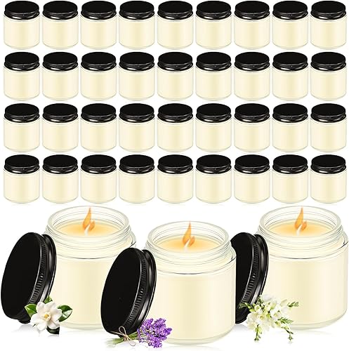 MTLEE 36 paquetes de velas en tarro pequeño Mason de 4 onzas, velas pequeñas perfumadas con tapas, regalos de velas a granel para regalo de Navidad,
