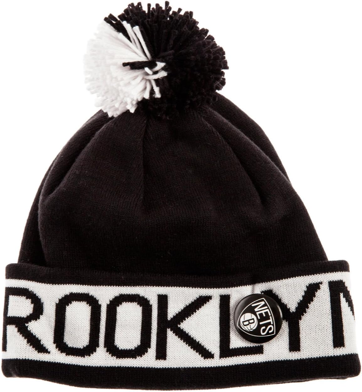 Mitchell & Ness Men's Brooklyn Nets Pom Beanie One Size Black