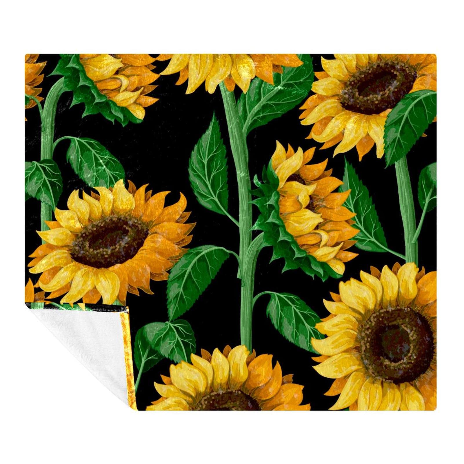 Couverture polaire haut de gamme art floral tournesol pour lit et canapé