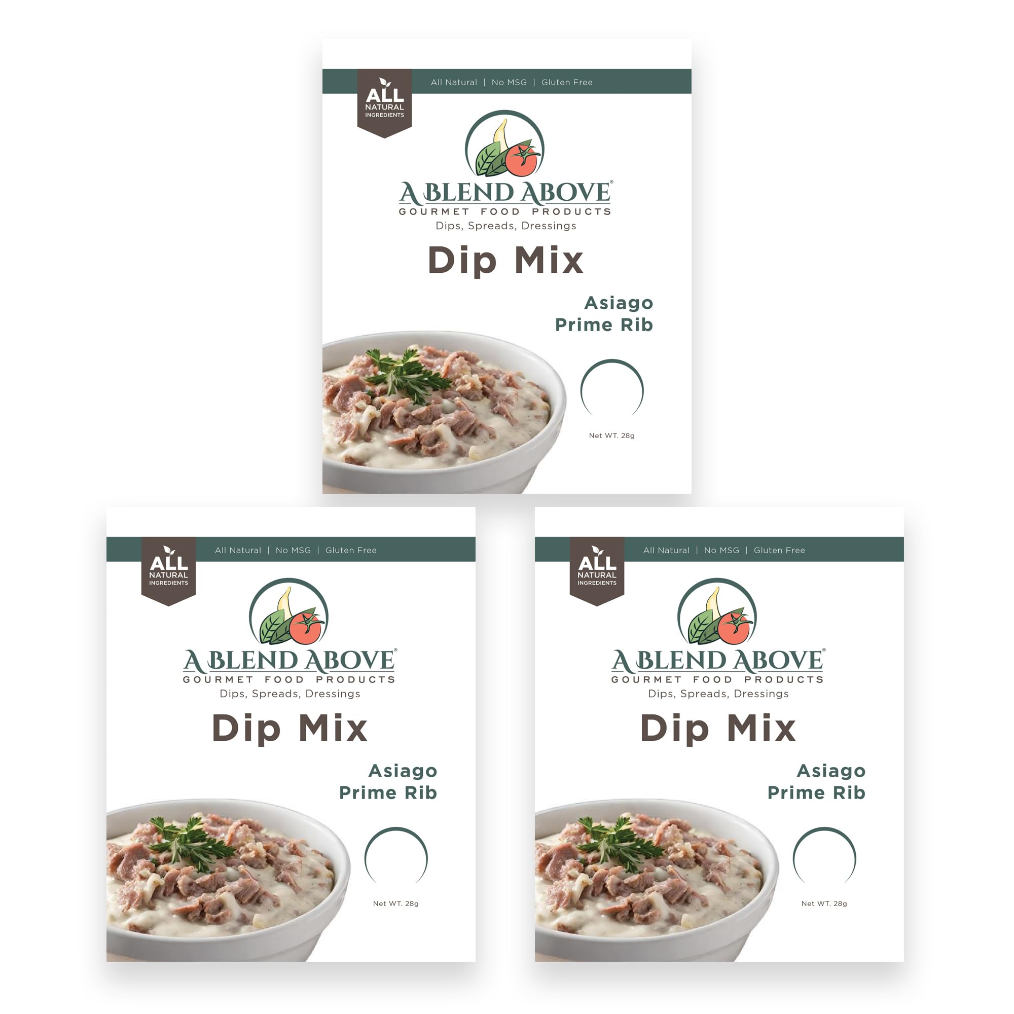 A Blend Above Asiago Prime Rib Dip Mix, 1oz, (3 Pack), Gluten-Free, No MSG, All Natural, No Preservatives, Vegetable Dip, Keto Friendly, Low Carb, Easy to Make