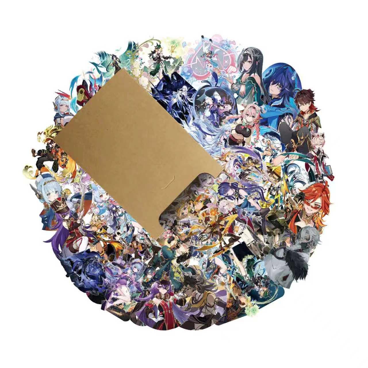 Genshin Impact Sticker 50pcs and Latest Figure 12pcs and Mora Stickers 7pcs with Gift Wrapping of Envelope