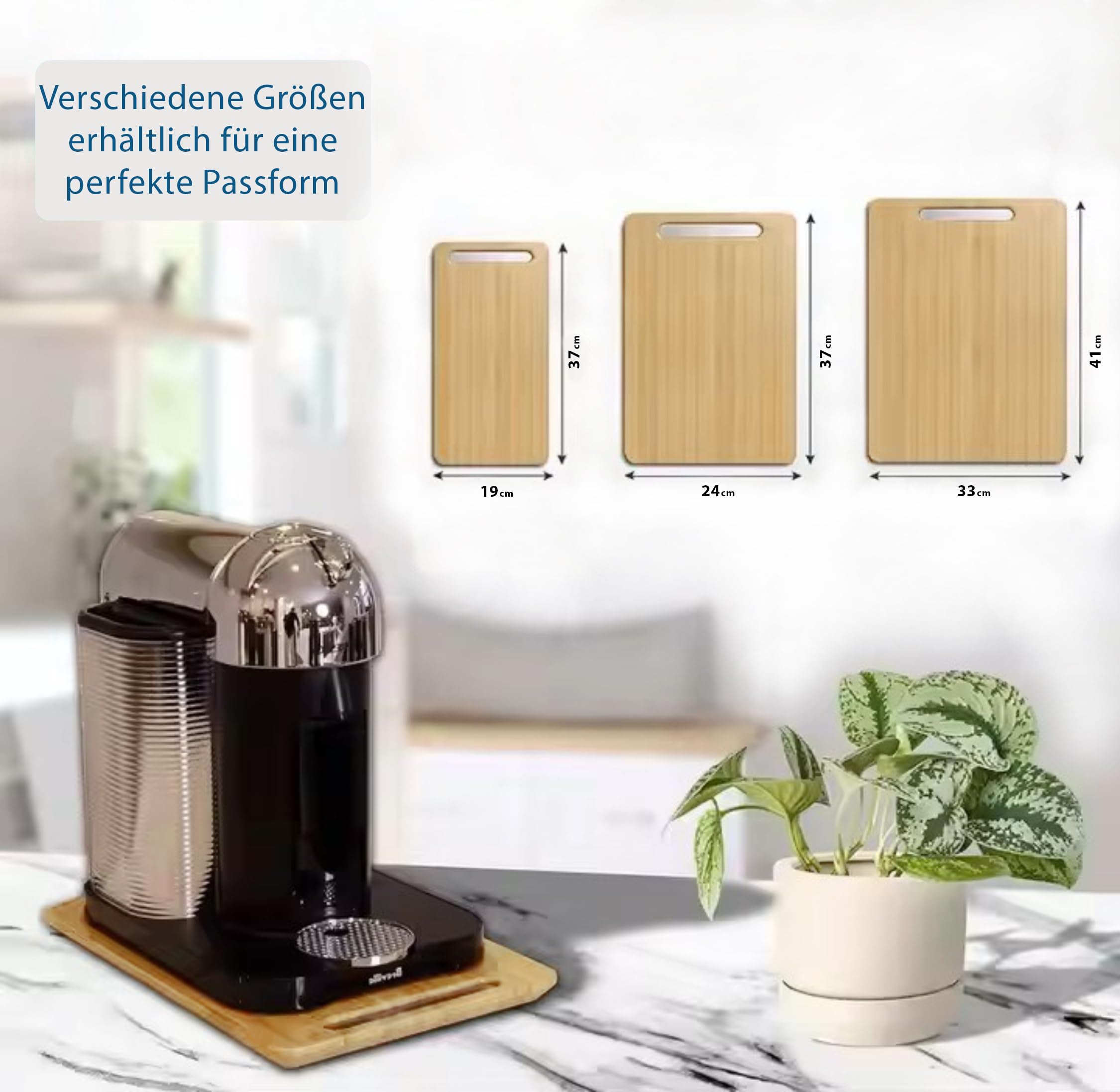 Schiebetablett aus Naturholz für Kaffeemaschine und schwere Geräte, elegant und langlebig, für Küche, einfacher Zugriff und Platz sparen (S (19 x 37 x 1) cm)