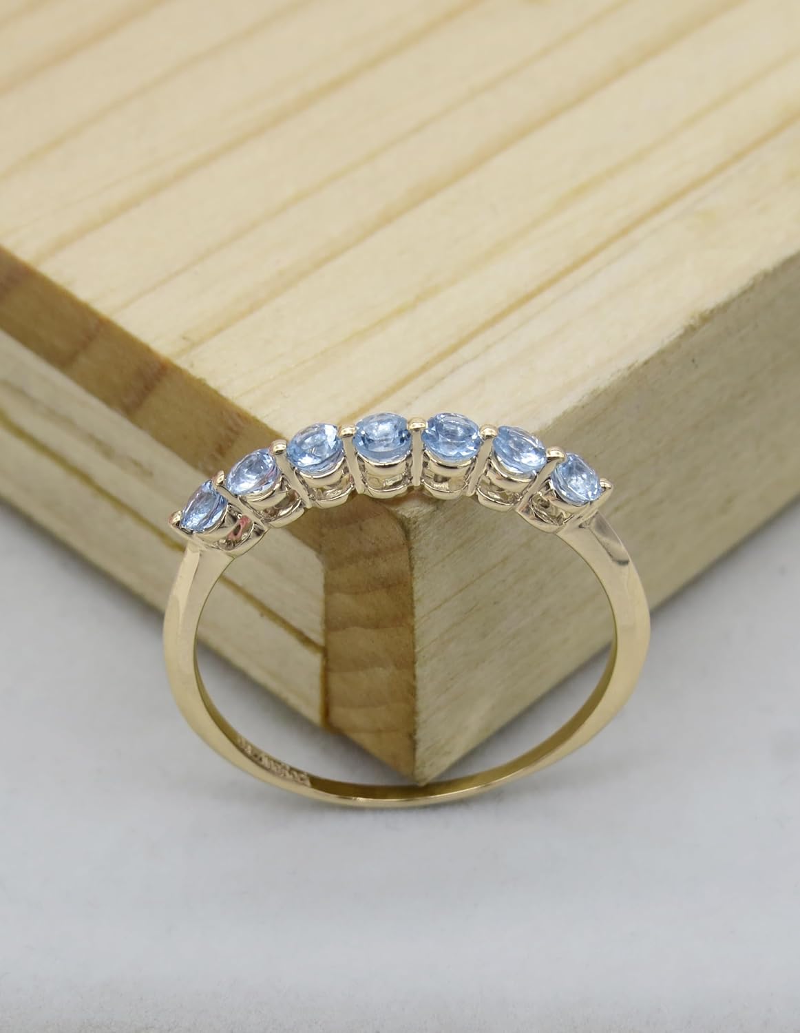 Dazzlingrock Collection Round Gemstone or Diamond Seven Stones Stackable Wedding Band for Women in 14K Solid Gold