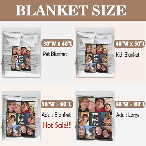 Miniatura 5 de Manta personalizada con imagen, manta personalizada con foto, manta de forro polar con texto personalizado para novia, novio, esposa, marido, pareja