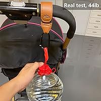 Vista 7 de Ganchos para cochecito de bebé, ganchos para colgar bolsas de pañales, ganchos multiusos para bolsas de compras de comestibles, correas de cuero