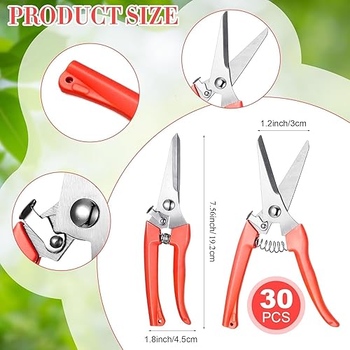 Miniatura 7 de Chumia Tijeras de podar para jardín, 30 unidades, tijeras de podar resistentes para plantas de jardín, podadora de árboles de mano, para patio,
