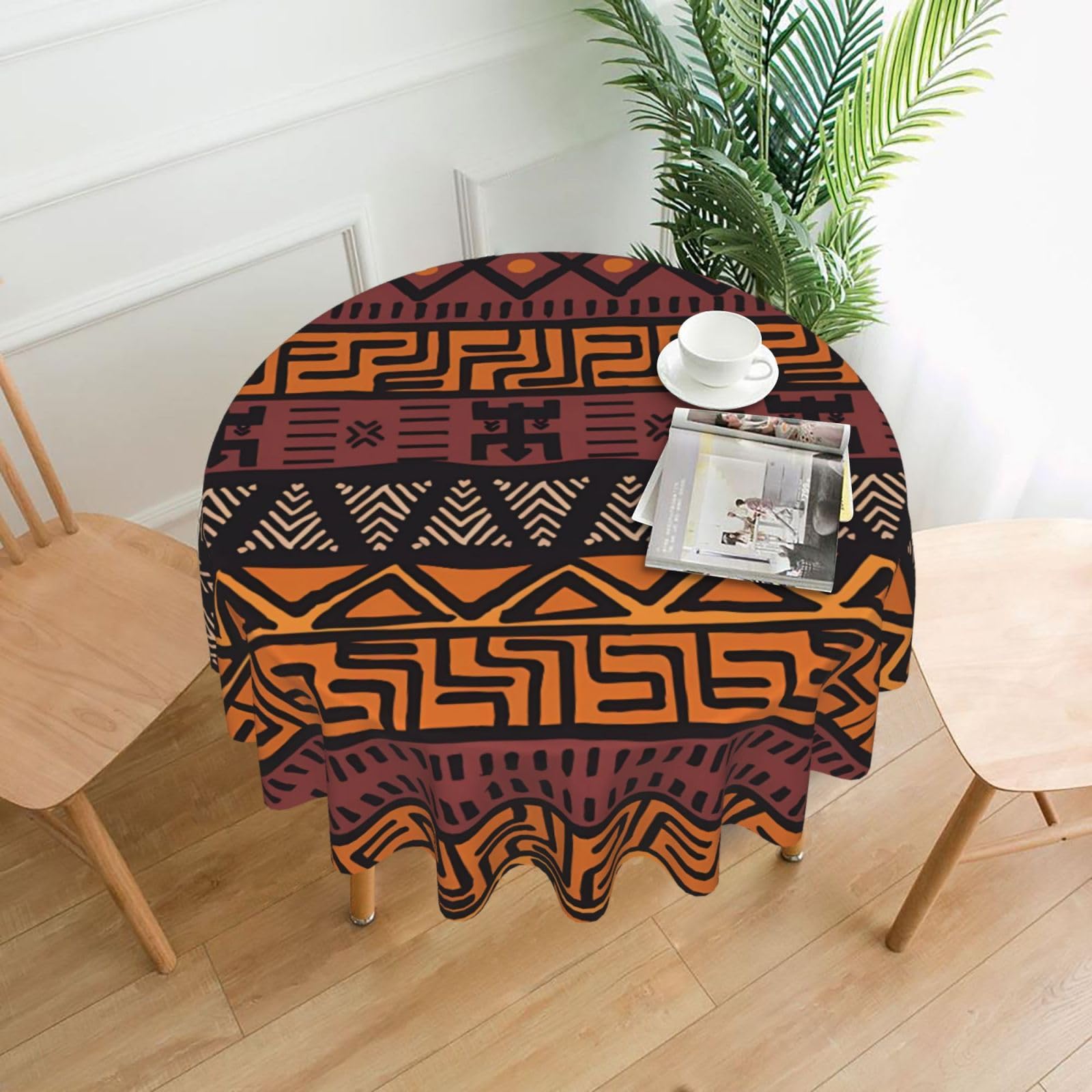 hhxvcv African Mud Cloth Tribal Round Tablecloth – Dining Table Cover