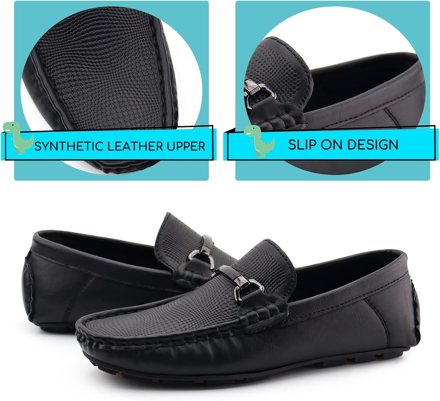 JABASIC Kids Penny Loafer Casual Slip-On Moccasin Flats Boys Dress Shoes - Image 2