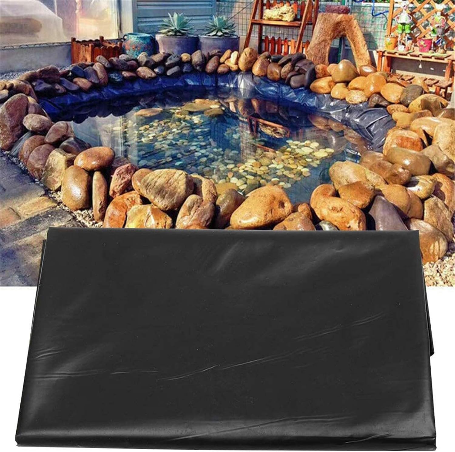 Heavy-Duty Waterproof Black Pond Liner - 0.2mm/0.3mm Thick Durable Tarpaulin for Fish Ponds, Waterfalls, Streams, Fountains & Water Gardens - Ideal for Backyard Aquatic Projects