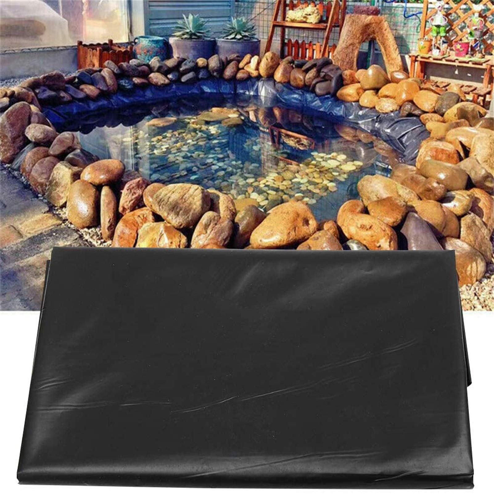 GLDYTVF Pond Liner,Heavy-Duty Waterproof Black Pond Liner - 0.2mm/0.3mm Thick Durable Tarpaulin for Fish Ponds, Waterfalls, Streams, Fountains & Water Gardens - Ideal for Backyard Aquatic Projects