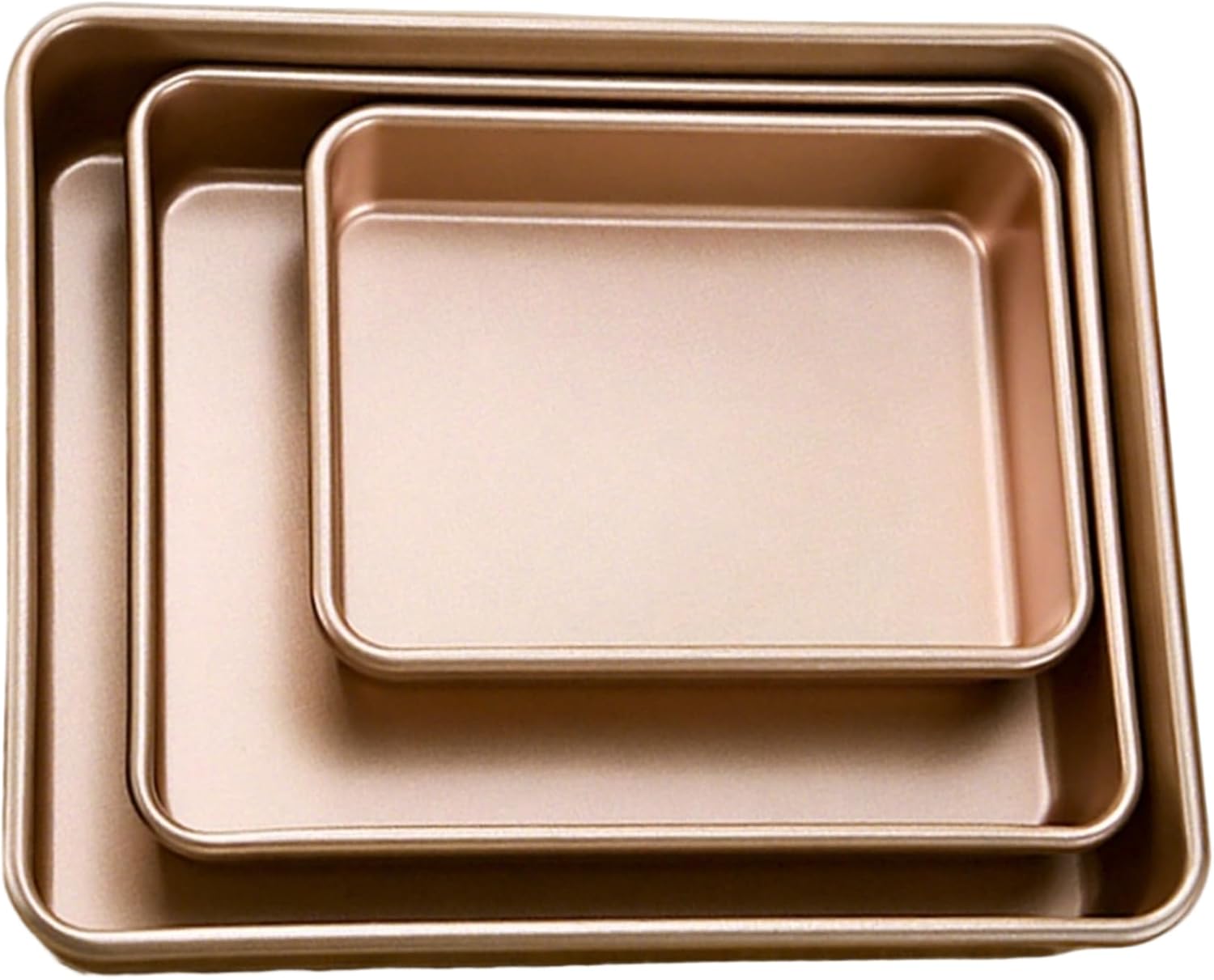 Cookie Baking Sheets Set of 3, Nonstick Carbon Steel Baking Tray, Heavy Duty & Easy Clean & Oven Safe Sheet Pans, Champagne Gold Sheet Pan, Cookie Pan, Nonstick Sheets, She