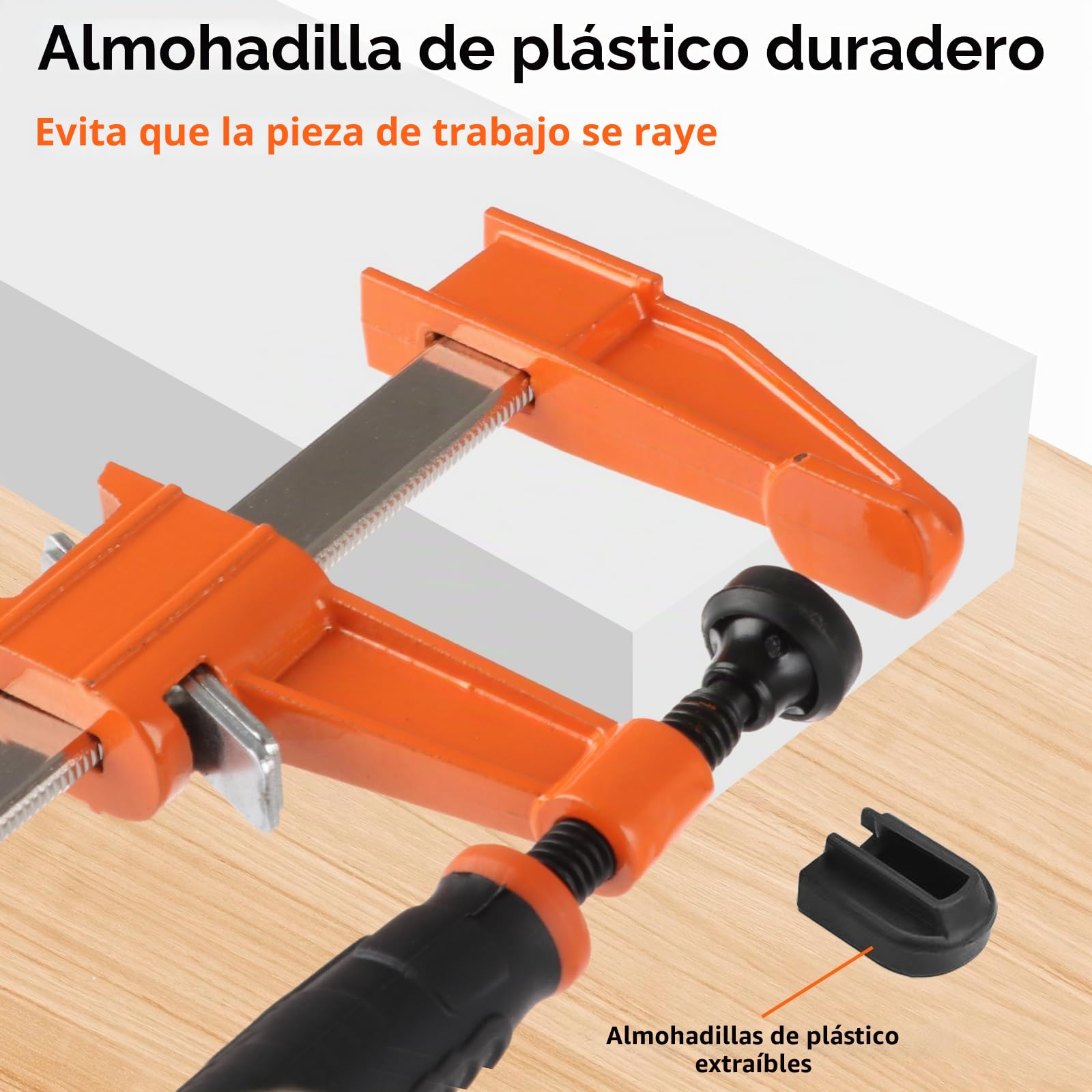 YAYODS Juego de 3 abrazaderas de 300 x 60 mm, riel guía de acero con ajuste rápido, tapas protectoras de plástico y mango de husillo para carpintería, pegamento y fijación