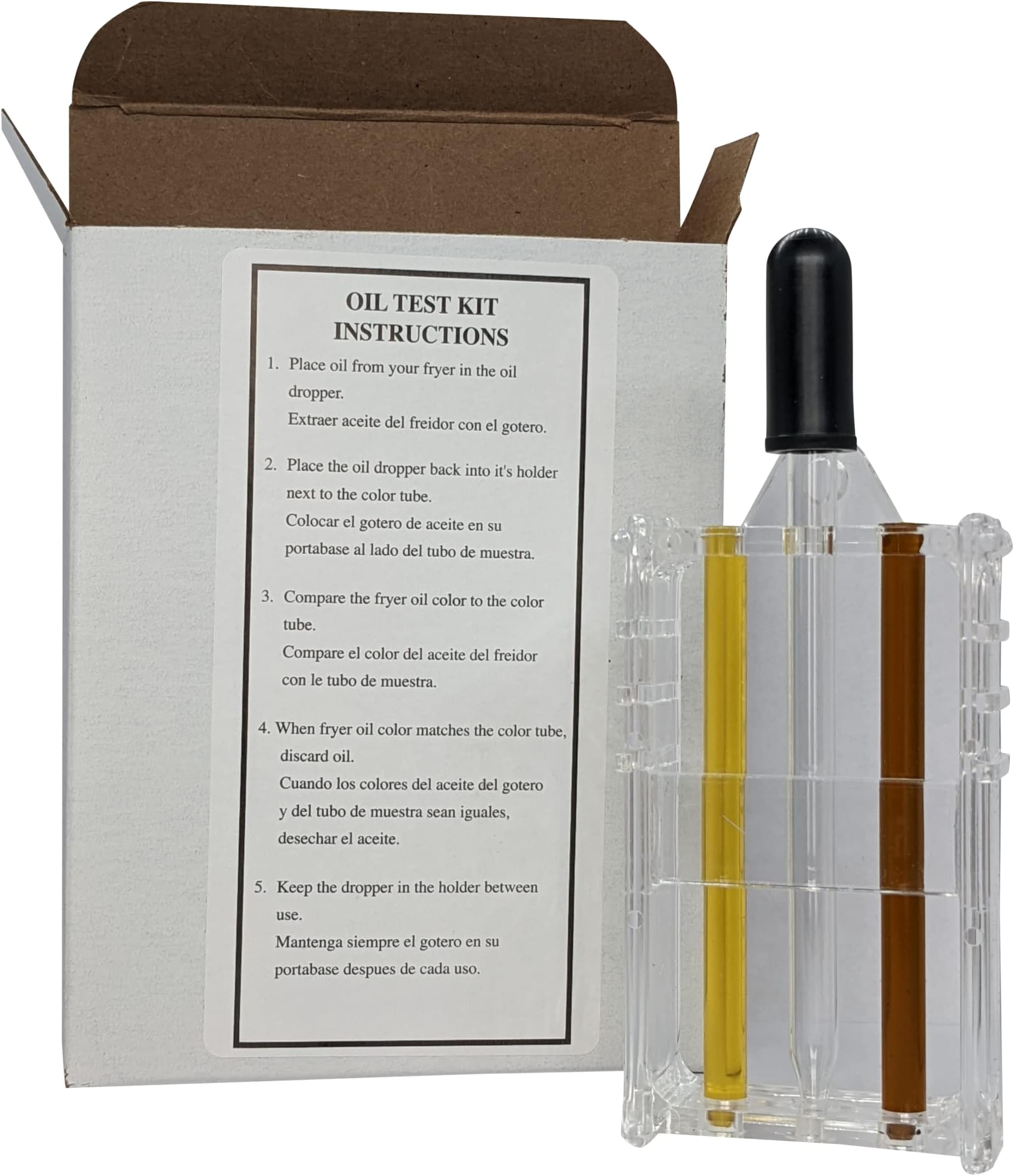 Fryer Oil Visual Test Kit with Dropper & Two Tubes (14-17 & 25 TPM) for Monitoring Shortening Quality