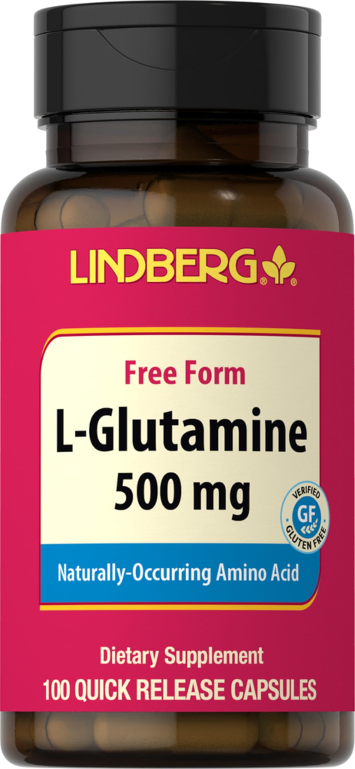 Lindberg L Glutamine Capsules for Women and Men | 500mg | 100 Pills
