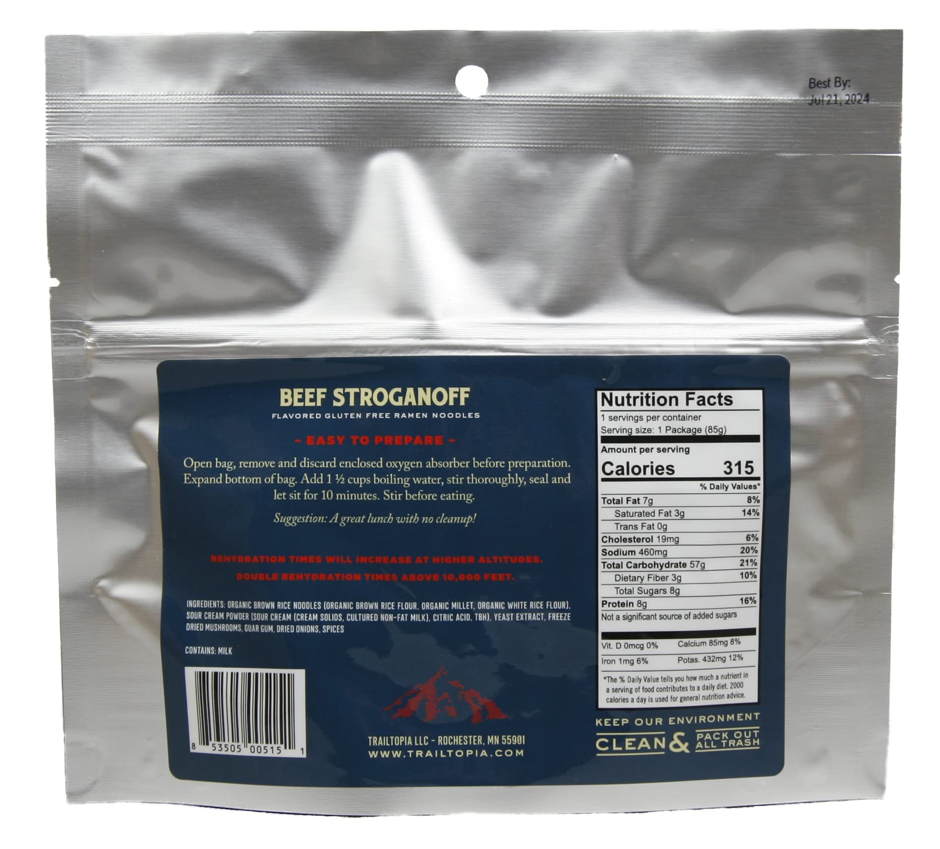 Trailtopia's Best Instant Ramen for Camping - Gluten-Free, Dehydrated Meal with Premium Beef Stroganoff Flavored Noodles | Amazing Taste | Quick Prep | Lightweight | Camping Food for Backpacking