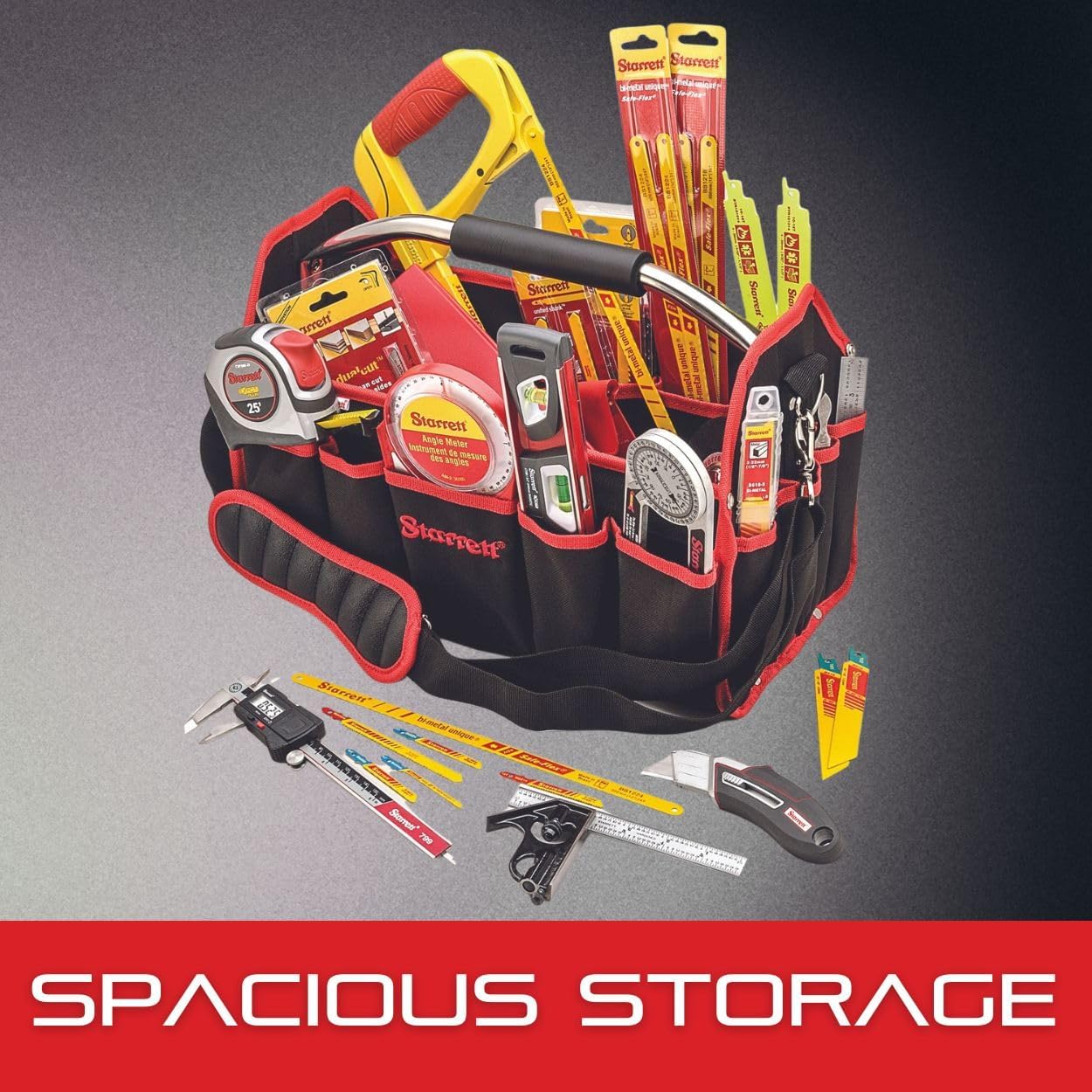 Starrett Zippered Hand Tool Bag - Durable Construction with Exterior & Interior Pockets - Large Size for Easy Storage & Organization - BGL