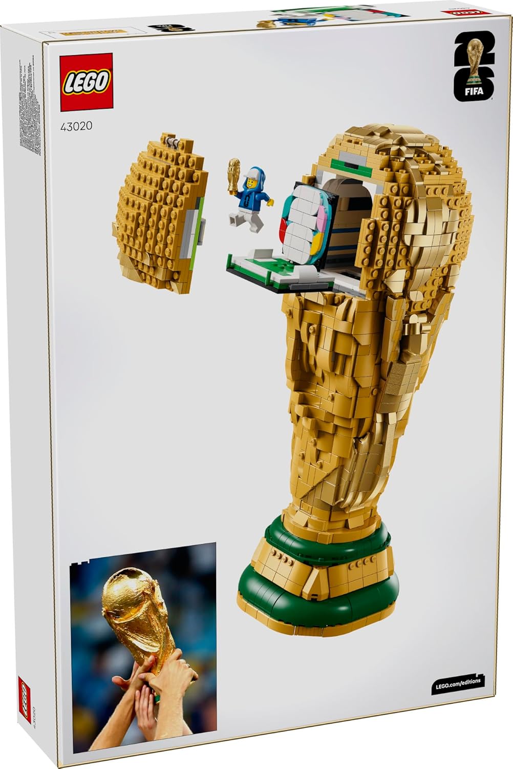 LEGO Editions FIFA World Cup Official Trophy Building Set - Kit for Display in Bedroom, Home Office, Book Shelf - Soccer Fans Collectible - W/World Cup 2026 Minifigure - Gift for Fans - 43020