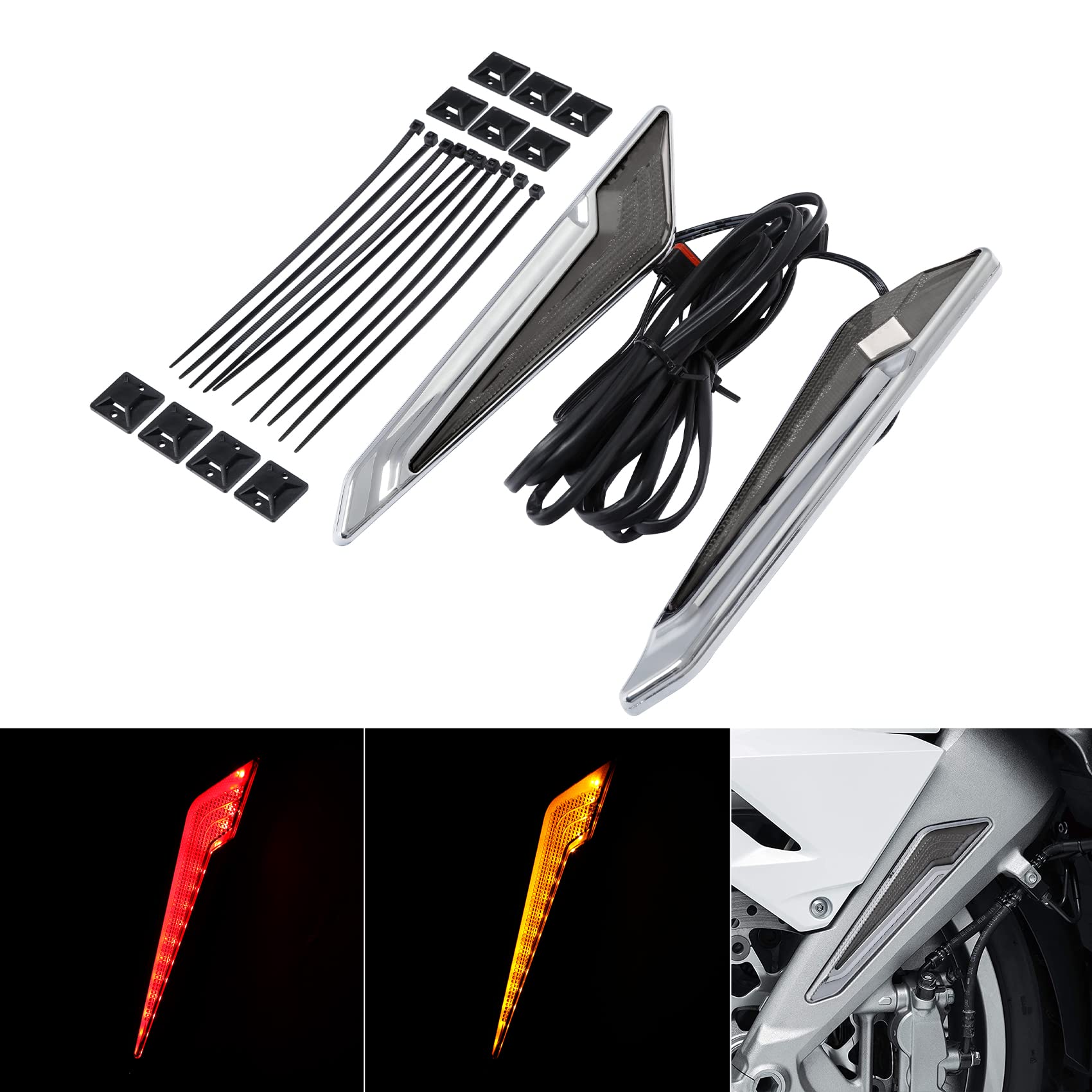 Green-L Motorcycle Front Fork Mount LED Running Turn Signal Lights Fit for Honda Goldwing GL1800 2018-2024