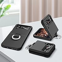 Vista 7 de BENTOBEN Funda para Galaxy Z Flip 3 5G, protección resistente 2 en 1 a prueba de golpes, funda resistente con anillo, pantalla de 6.7 pulgadas, Negro