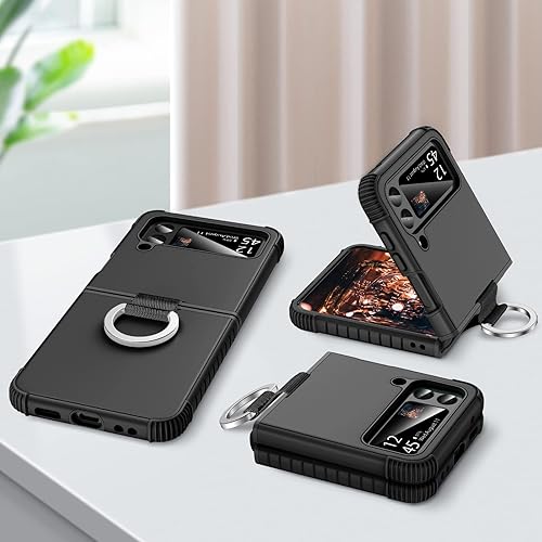 Miniatura 7 de BENTOBEN Funda para Samsung Galaxy Z Flip 4, Z Flip 4 5G, resistente 2 en 1, cuerpo completo, resistente, a prueba de golpes, con anillo, para